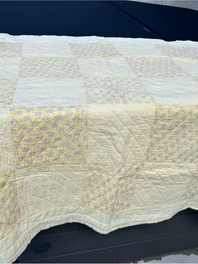 4/$100 BABY blanket Classic Yellow Floral Patchwork Quilt - Soft Cotton